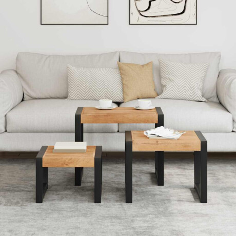 vidaXL Tafeltjesset 3 st massief hout afbeelding3 - 1