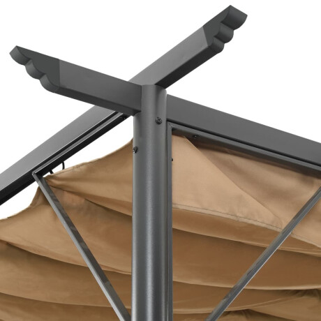 vidaXL Pergola met uittrekbaar dak 180 g/m² 3x3 m staal taupe afbeelding3 - 1