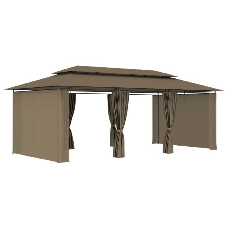 vidaXL Prieel met gordijnen 180 g/m² 600x298x270 cm taupe afbeelding3 - 1