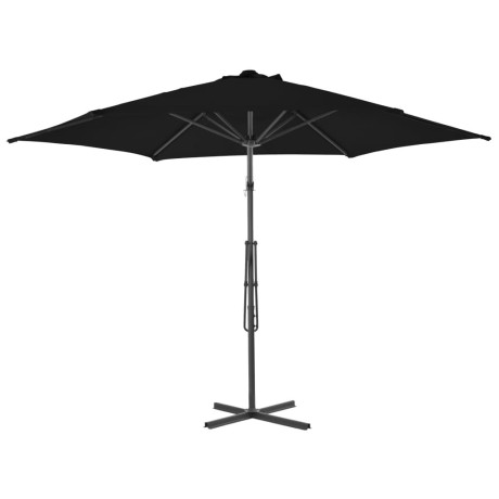 vidaXL Parasol met stalen paal 300x230 cm zwart afbeelding3 - 1