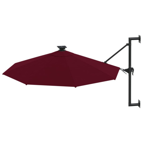 vidaXL Wandparasol met LED's en metalen paal 300 cm bordeauxrood afbeelding3 - 1