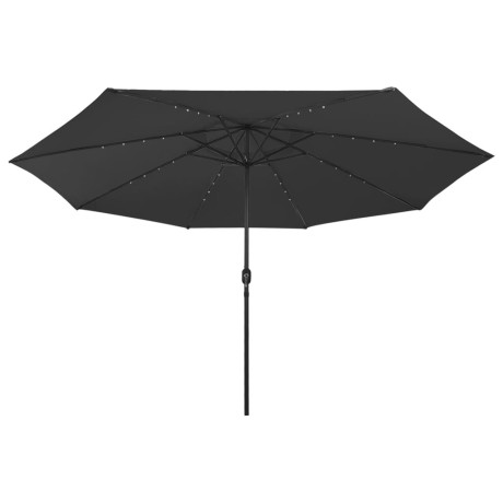 vidaXL Parasol met LED-verlichting en metalen paal 400 cm zwart afbeelding3 - 1