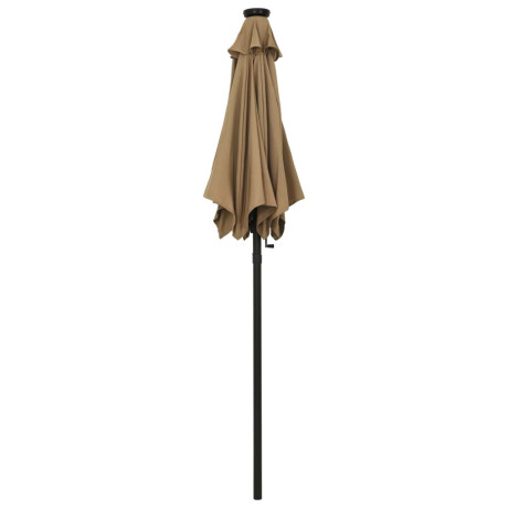 vidaXL Parasol met LED-verlichting 200x211 cm aluminium taupe afbeelding3 - 1