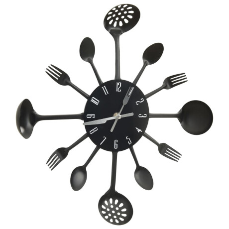 vidaXL Wandklok lepel-en-vork 40 cm aluminium zwart afbeelding3 - 1