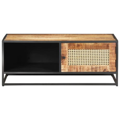 vidaXL Salontafel 90x50x35 cm ruw mangohout en natuurlijk riet afbeelding3 - 1