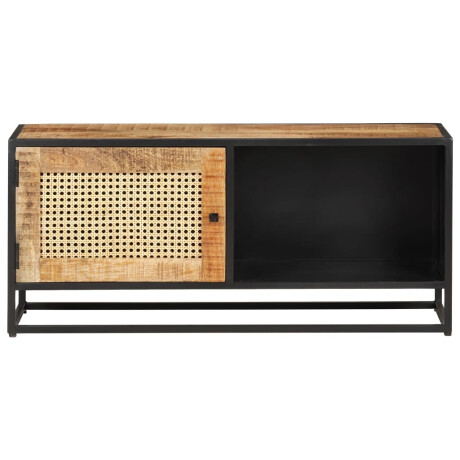 vidaXL Tv-meubel 90x30x40 cm ruw mangohout en natuurlijk riet afbeelding3 - 1