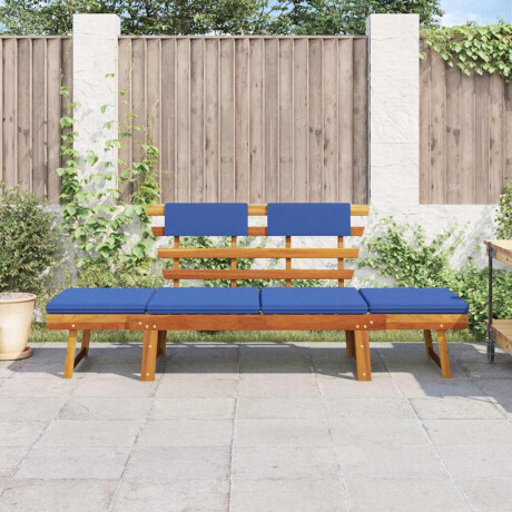 vidaXL Tuinbank met kussens 2-in-1 190 cm massief acaciahout afbeelding3 - 1