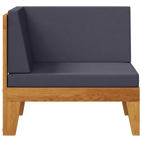 vidaXL Hoekbank sectioneel met donkergrijze kussens acaciahout afbeelding3 - 1