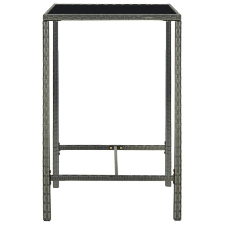 vidaXL Tuinbartafel 70x70x110 cm poly rattan en glas grijs afbeelding3 - 1