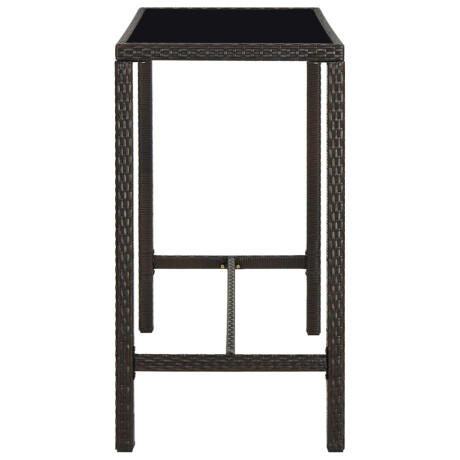 vidaXL Tuinbartafel 130x60x110 cm poly rattan en glas bruin afbeelding3 - 1