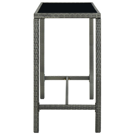 vidaXL Tuinbartafel 130x60x110 cm poly rattan en glas grijs afbeelding3 - 1