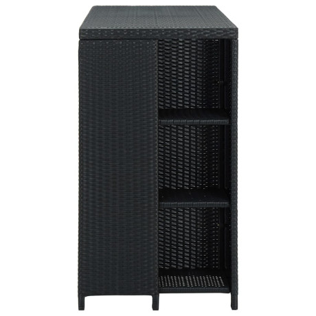 vidaXL Bartafel met opbergrek 120x60x110 cm poly rattan zwart afbeelding3 - 1