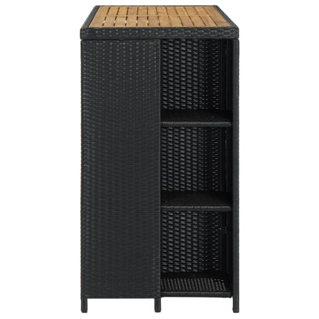 vidaXL Bartafel met opbergrek 120x60x110 cm poly rattan zwart afbeelding3 - 1