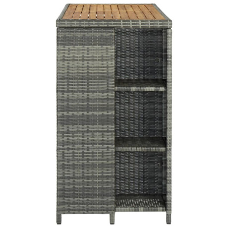 vidaXL Bartafel met opbergrek 120x60x110 cm poly rattan grijs afbeelding3 - 1