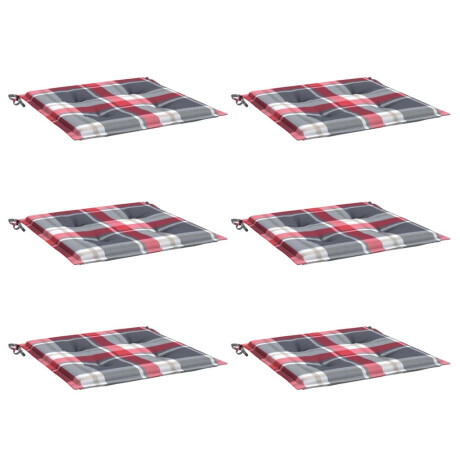 vidaXL Tuinstoelkussens 6 st 40x40x3 cm oxford stof ruitpatroon rood afbeelding3 - 1