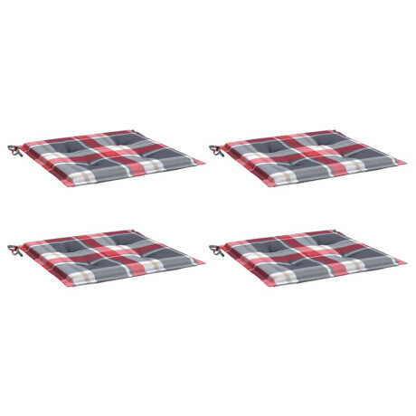 vidaXL Tuinstoelkussens 4 st 50x50x3 cm oxford stof ruitpatroon rood afbeelding3 - 1