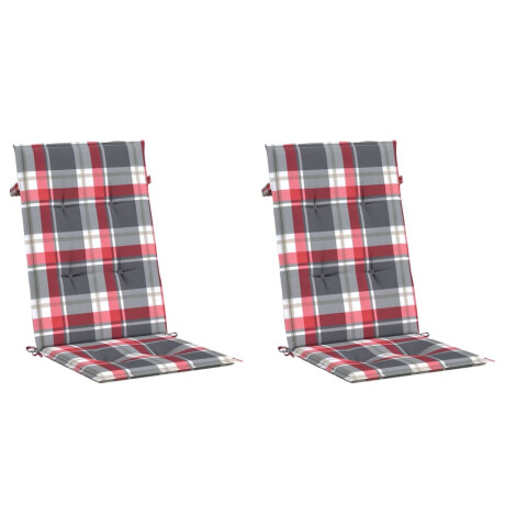 vidaXL Tuinstoelkussens 2 st 120x50x3 cm stof ruitpatroon rood afbeelding3 - 1