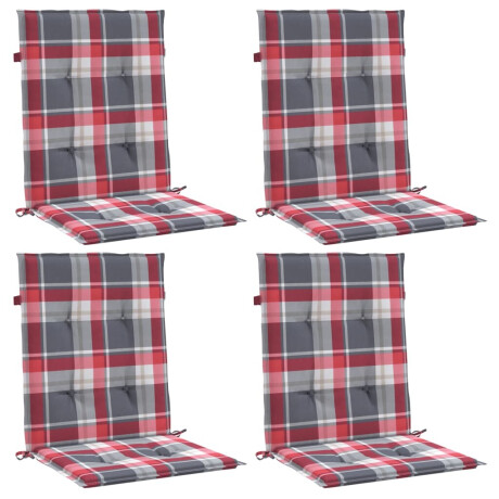 vidaXL Tuinstoelkussens 4 st 100x50x3 cm oxford stof ruitpatroon rood afbeelding3 - 1