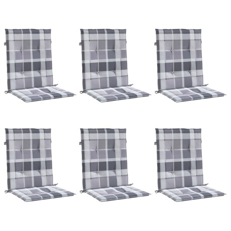 vidaXL Tuinstoelkussens 6 st 100x50x3 cm oxford stof ruitpatroon grijs afbeelding3 - 1