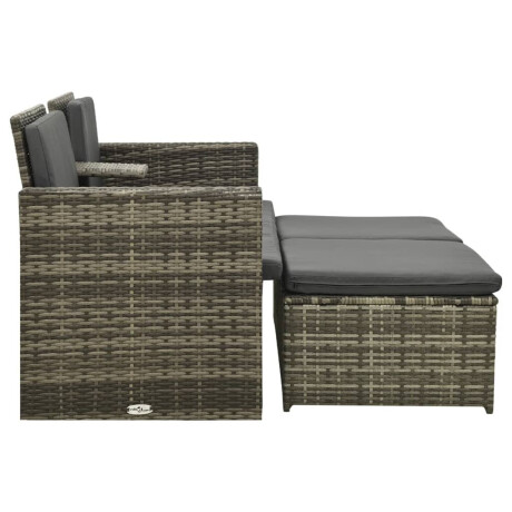 vidaXL 3-delige Loungeset met kussens poly rattan grijs afbeelding3 - 1