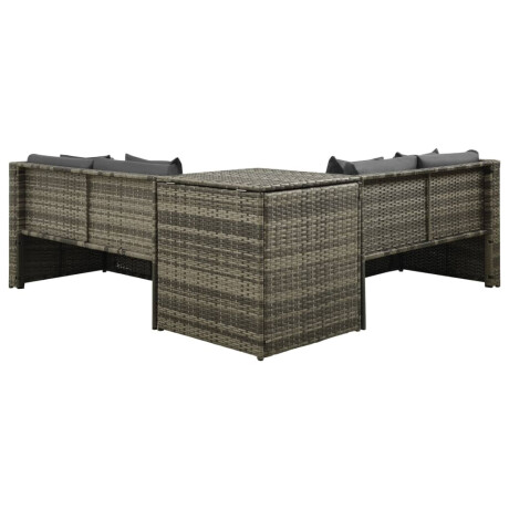 vidaXL 4-delige Loungeset met kussens poly rattan grijs afbeelding3 - 1