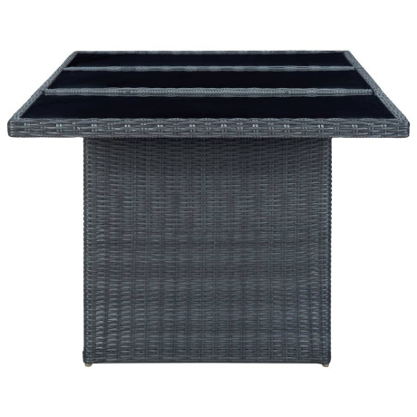 vidaXL Tuintafel poly rattan en gehard glas donkergrijs afbeelding3 - 1