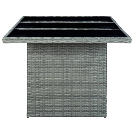 vidaXL Tuintafel poly rattan en gehard glas lichtgrijs afbeelding3 - 1