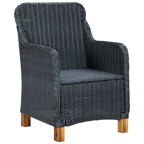 vidaXL Tuinstoelen 2 st met kussens poly rattan donkergrijs afbeelding3 - 1
