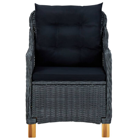 vidaXL Tuinstoelen 2 st met kussens poly rattan donkergrijs afbeelding3 - 1