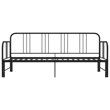 vidaXL Slaapbank uittrekbaar metaal zwart 90x200 cm afbeelding3 - 1