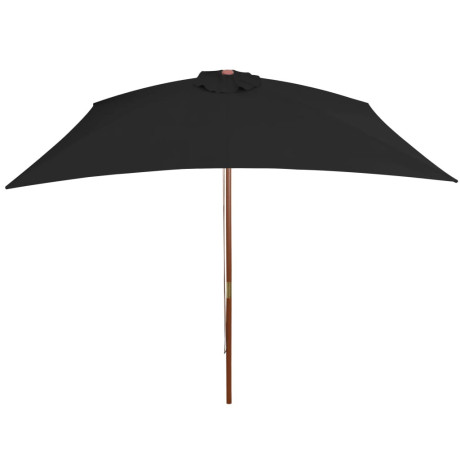 vidaXL Parasol met houten paal 200x300 cm zwart afbeelding3 - 1