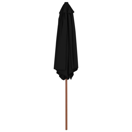 vidaXL Parasol met houten paal 270 cm zwart afbeelding3 - 1