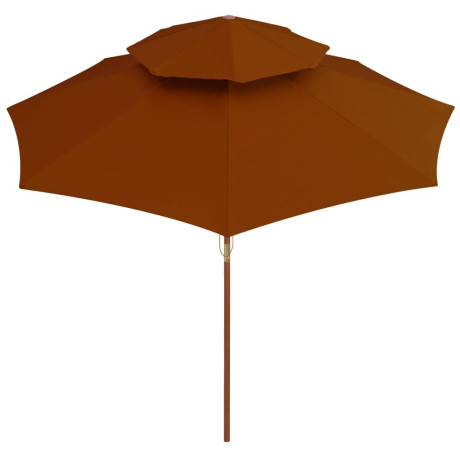 vidaXL Parasol dubbeldekker met houten paal 270 cm terracottakleurig afbeelding3 - 1