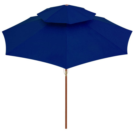 vidaXL Parasol dubbeldekker met houten paal 270 cm blauw afbeelding3 - 1