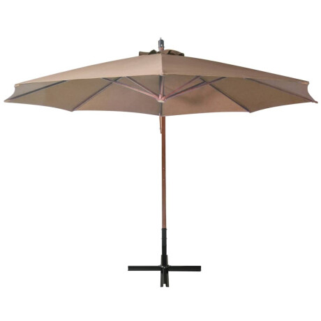 vidaXL Zweefparasol met paal 3,5x2,9 m massief vurenhout taupe afbeelding3 - 1