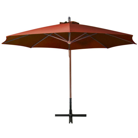 vidaXL Zweefparasol met paal 3,5x2,9 m massief vurenhout terracotta afbeelding3 - 1