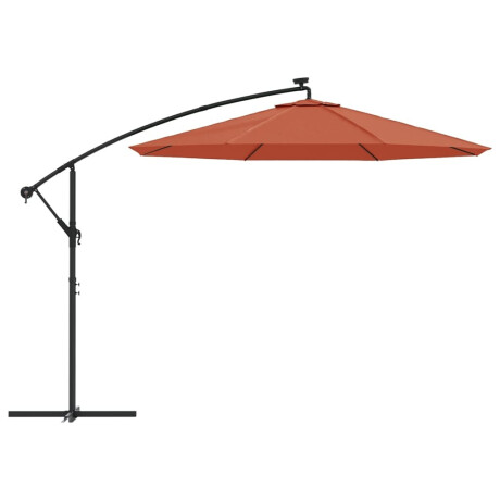 vidaXL Zweefparasol met LED-verlichting en stalen paal terracottakleur afbeelding3 - 1