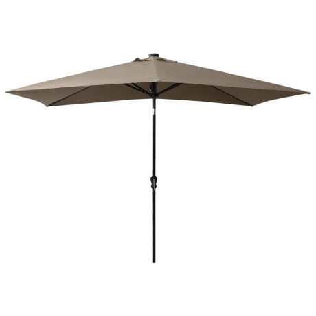 vidaXL Parasol met LED's en stalen paal 2x3 m taupe afbeelding3 - 1