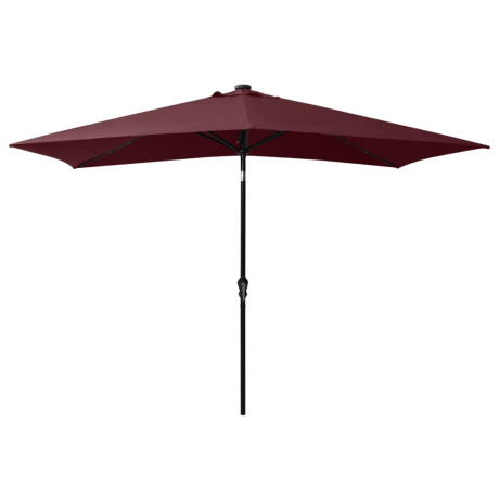 vidaXL Parasol met LED's en stalen paal 2x3 m bordeauxrood afbeelding3 - 1