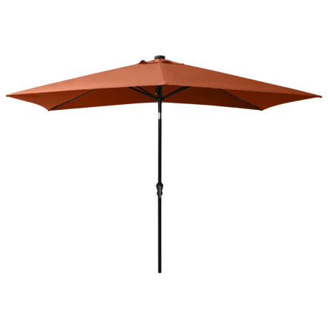 vidaXL Parasol met LED's en stalen paal 2x3 m terracottakleurig afbeelding3 - 1