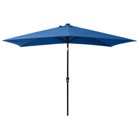 vidaXL Parasol met LED's en stalen paal 2x3 m azuurblauw afbeelding3 - 1