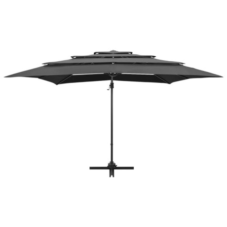 vidaXL Parasol 4-laags met aluminium paal 250x250 cm antracietkleurig afbeelding3 - 1