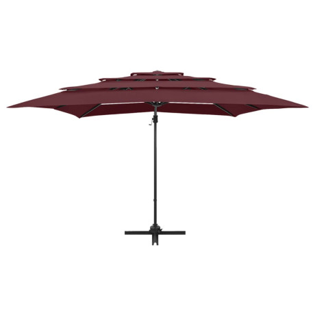 vidaXL Parasol 4-laags met aluminium paal 250x250 cm bordeauxrood afbeelding3 - 1