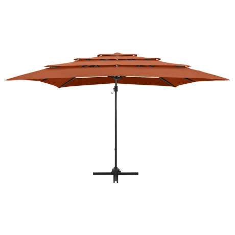 vidaXL Parasol 4-laags met aluminium paal 250x250 cm terracottakleurig afbeelding3 - 1