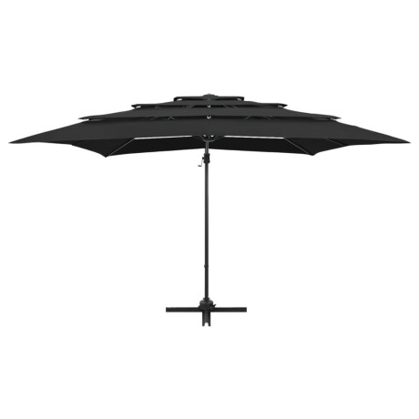 vidaXL Parasol 4-laags met aluminium paal 250x250 cm zwart afbeelding3 - 1