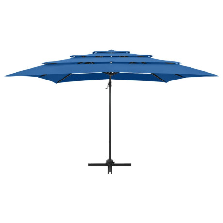 vidaXL Parasol 4-laags met aluminium paal 250x250 cm azuurblauw afbeelding3 - 1