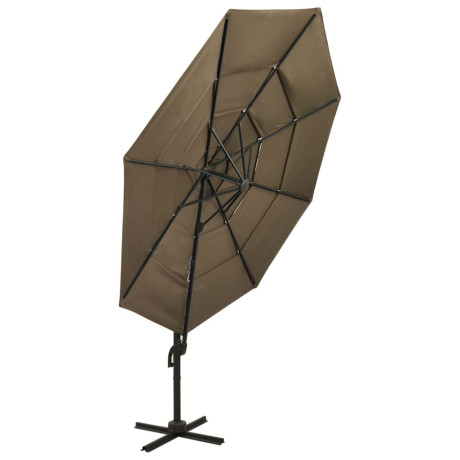 vidaXL Parasol 4-laags met aluminium paal 3x3 m taupe afbeelding3 - 1