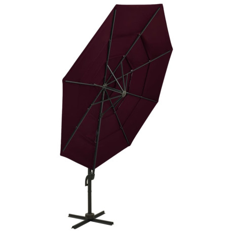 vidaXL Parasol 4-laags met aluminium paal 3x3 m bordeauxrood afbeelding3 - 1