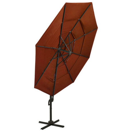 vidaXL Parasol 4-laags met aluminium paal 3x3 m terracottakleurig afbeelding3 - 1