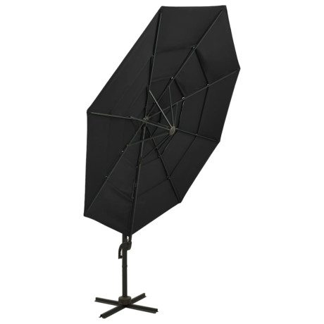 vidaXL Parasol 4-laags met aluminium paal 3x3 m zwart afbeelding3 - 1